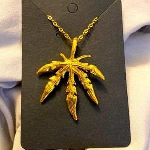 Super shiny gold leaf necklace